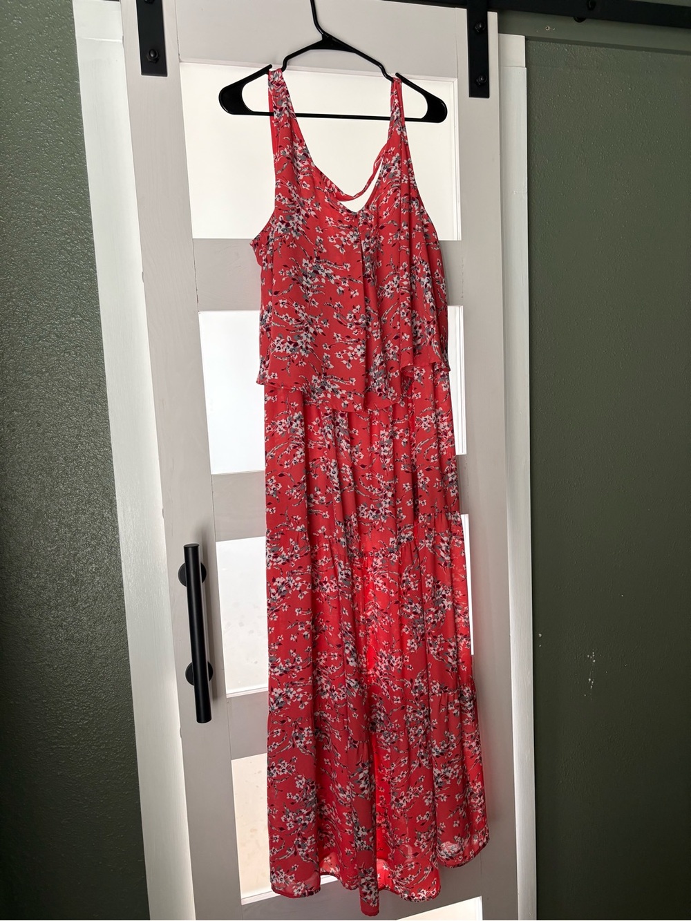 Red Floral Sleeveless Maxi Dress - Lightweight Summer Style